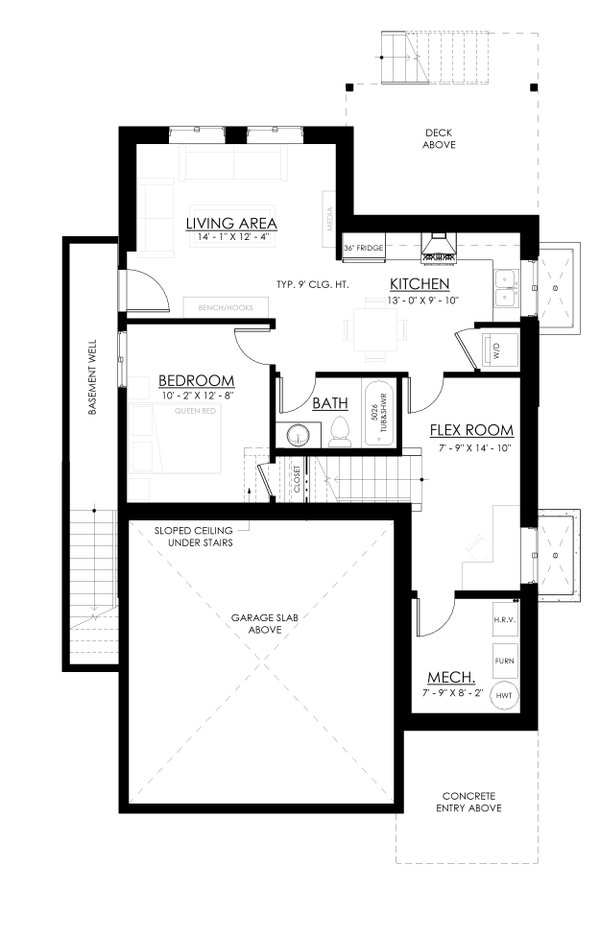 Dream House Plan - Floor Plan - Lower Floor for Farmhouse House Plan #1114-117 - 4 bed, 2.5 bath