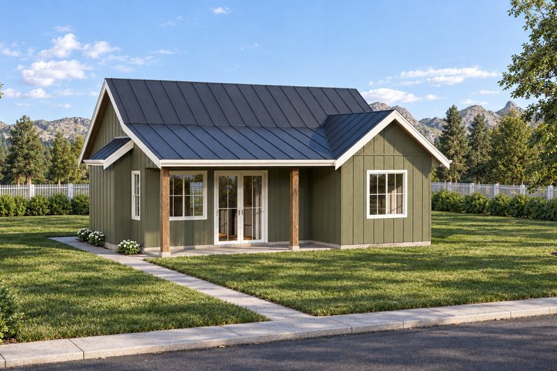 Home Plan - Exterior - Front Elevation 2 for Farmhouse House Plan #1100-172 - 2 bed, 1 bath