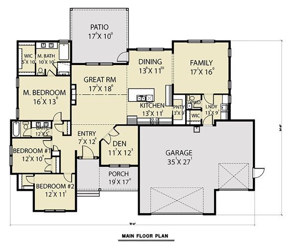 House Plan Design - Craftsman Floor Plan - Main Floor Plan #1070-54
