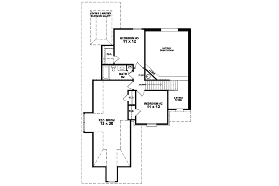 Floor Plan - Upper Floor for European House Plan #81-715 - 3 bed, 2.5 bath