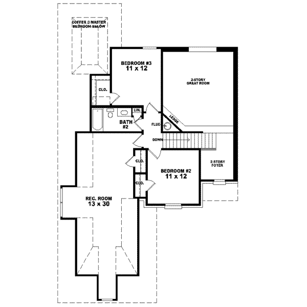 Floor Plan - Upper Floor for European House Plan #81-715 - 3 bed, 2.5 bath