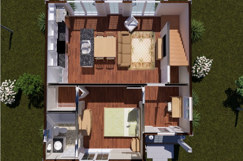 Architectural House Design - Floor Plan - Main Floor 1 for Cottage House Plan #513-2418 - 2 bed, 2 bath