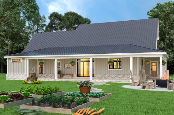 Exterior - Rear Elevation for Farmhouse House Plan #119-436 - 3 bed, 2.5 bath