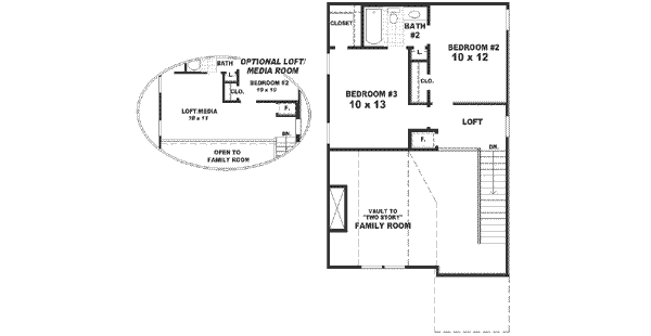 Southern Floor Plan - Upper Floor Plan #81-134