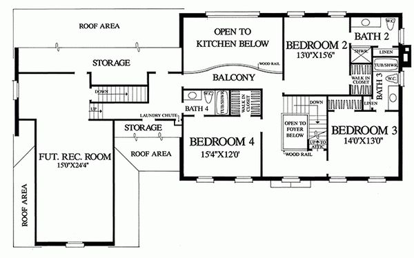Home Plan - Colonial Floor Plan - Upper Floor Plan #137-155