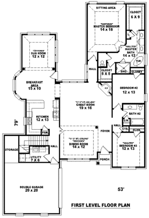 Traditional Floor Plan - Main Floor Plan #81-1147