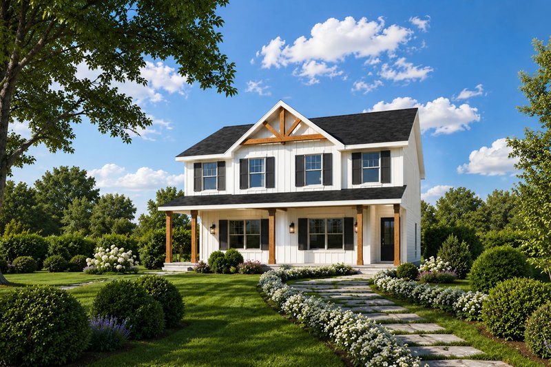Architectural House Design - Exterior - Front Elevation 3 for Farmhouse House Plan #20-2629 - 3 bed, 2.5 bath