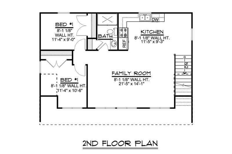 House Blueprint - Floor Plan - Upper Floor for Craftsman House Plan #1064-91 - 2 bed, 1 bath