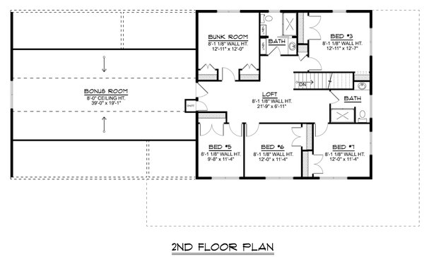 House Design - Floor Plan - Upper Floor for Farmhouse House Plan #1064-516 - 7 bed, 4 bath