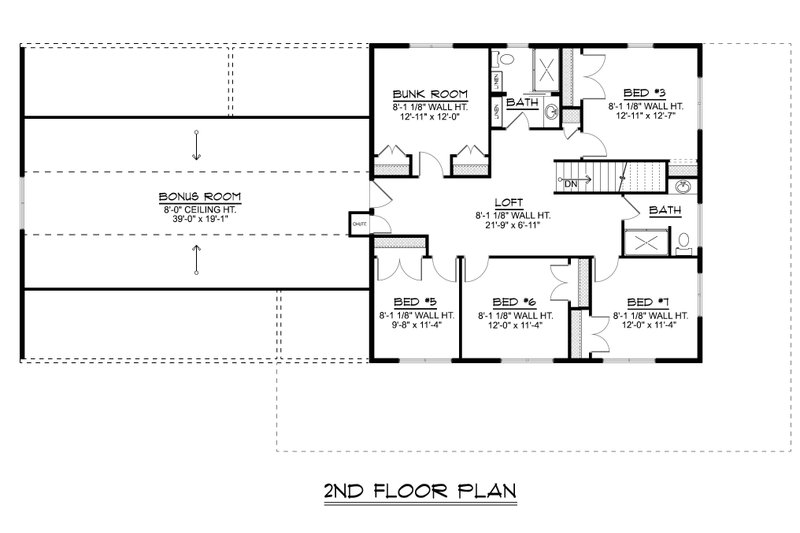 House Design - Floor Plan - Upper Floor for Farmhouse House Plan #1064-516 - 7 bed, 4 bath