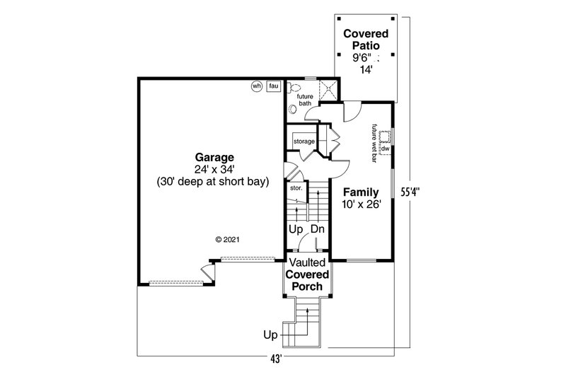 Home Plan - Floor Plan - Lower Floor for Craftsman House Plan #124-825 - 2 bed, 3 bath