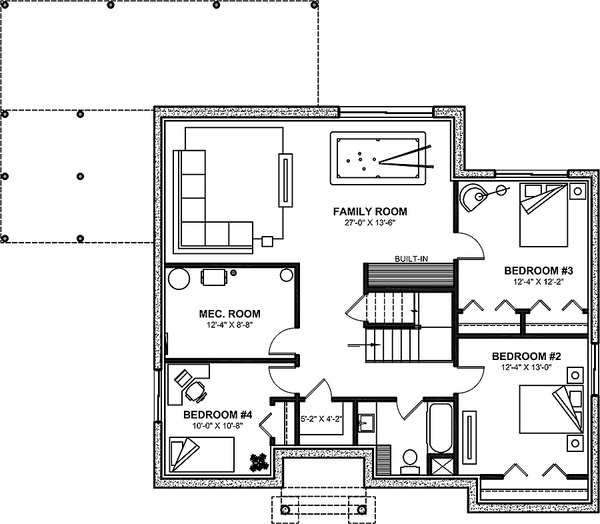 Architectural House Design - Farmhouse Floor Plan - Lower Floor Plan #23-2753