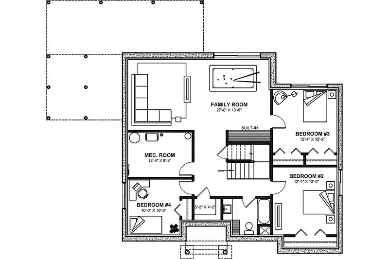 Dream House Plan - Floor Plan - Lower Floor for Farmhouse House Plan #23-2753 - 4 bed, 2.5 bath