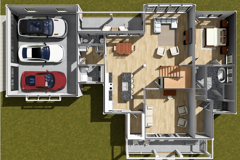 House Plan Design - Floor Plan - Main Floor 1 for Farmhouse House Plan #513-2333 - 3 bed, 3.5 bath