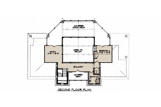 Floor Plan - Upper Floor for Country House Plan #140-102 - 2 bed, 2.5 bath