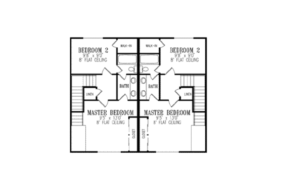 Floor Plan - Upper Floor for Colonial House Plan #1-439 - 2 bed, 1 bath
