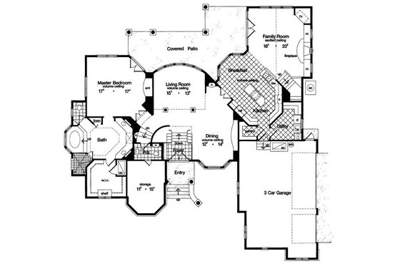 Floor Plan - Main Floor for European House Plan #417-402 - 3 bed, 3.5 bath
