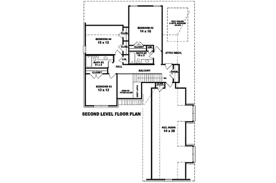 Floor Plan - Upper Floor for European House Plan #81-13750 - 4 bed, 3.5 bath