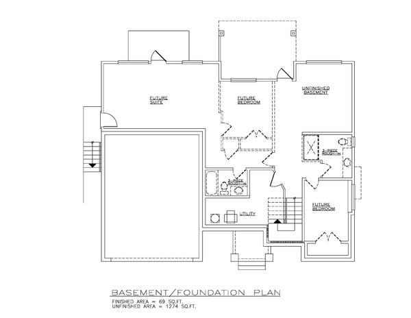 Architectural House Design - Floor Plan - Lower Floor for Farmhouse House Plan #1100-165 - 2 bed, 2 bath