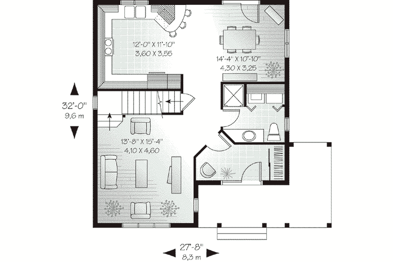 Dream House Plan - Floor Plan - Main Floor for Cottage House Plan #23-489 - 3 bed, 2 bath