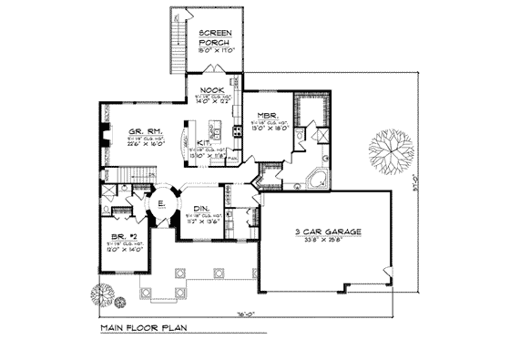 Floor Plan - Main Floor for Traditional House Plan #70-814 - 4 bed, 3 bath