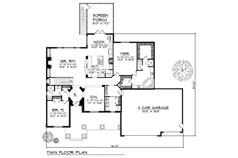 Home Plan - Floor Plan - Main Floor for Traditional House Plan #70-814 - 4 bed, 3 bath