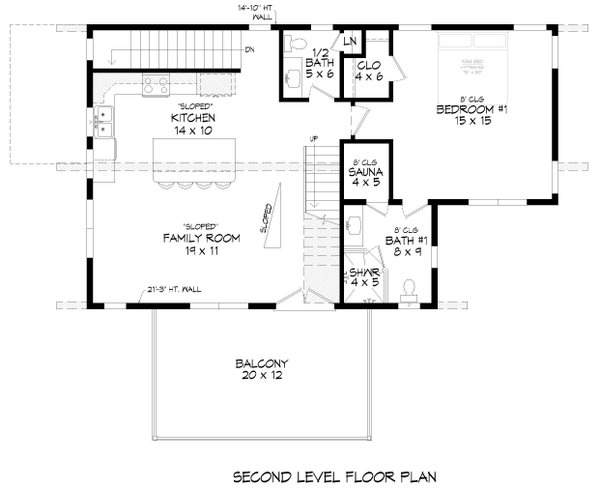 Contemporary Floor Plan - Upper Floor Plan #932-1223