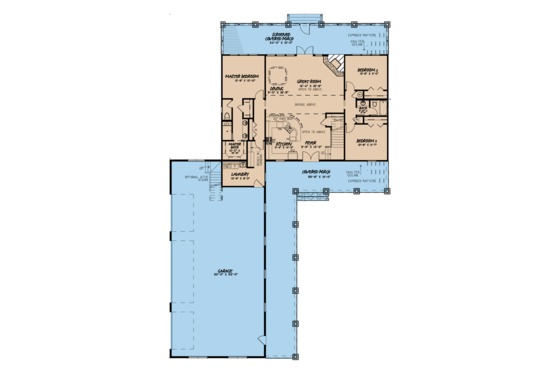 Floor Plan - Main Floor for Farmhouse House Plan #923-104 - 5 bed, 3 bath