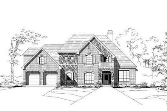 Exterior - Front Elevation for European House Plan #411-433 - 4 bed, 3.5 bath