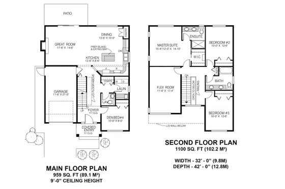 Floor Plan - Main Floor for Contemporary House Plan #1100-55 - 4 bed, 2.5 bath