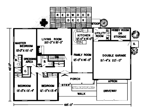 Ranch Floor Plan - Main Floor Plan #312-563