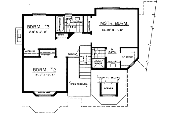 Floor Plan - Upper Floor for Traditional House Plan #303-438 - 3 bed, 2.5 bath
