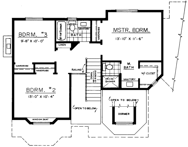 Traditional Floor Plan - Upper Floor Plan #303-438