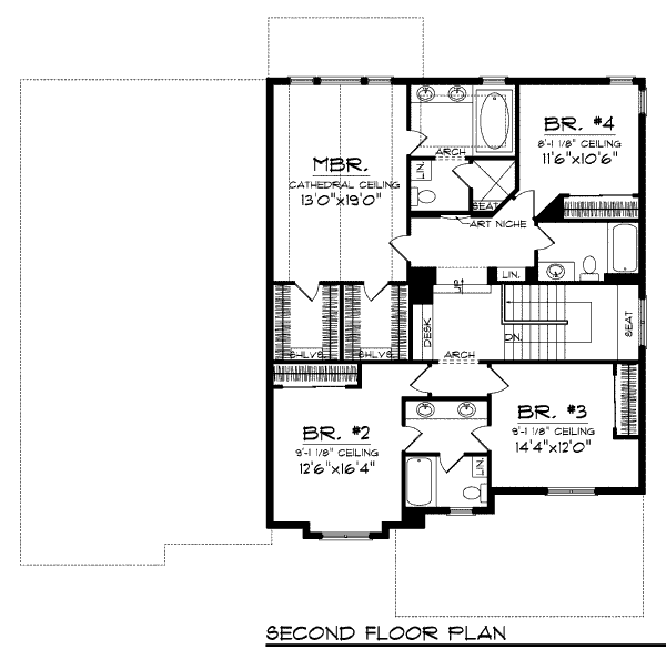House Blueprint - Craftsman Floor Plan - Upper Floor Plan #70-1000