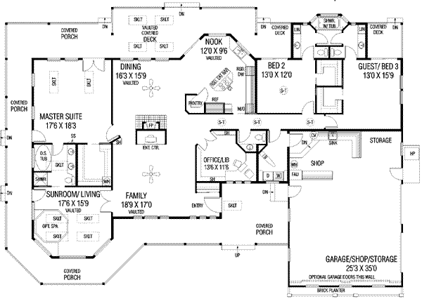 Home Plan - Craftsman Floor Plan - Main Floor Plan #60-298