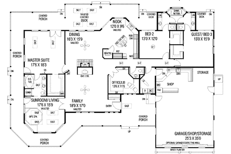 Dream House Plan - Floor Plan - Main Floor for Craftsman House Plan #60-298 - 3 bed, 2.5 bath