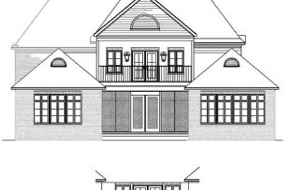 Exterior - Rear Elevation for European House Plan #15-226 - 4 bed, 3.5 bath