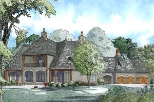 Exterior - Rear Elevation for European House Plan #17-2366 - 6 bed, 6.5 bath