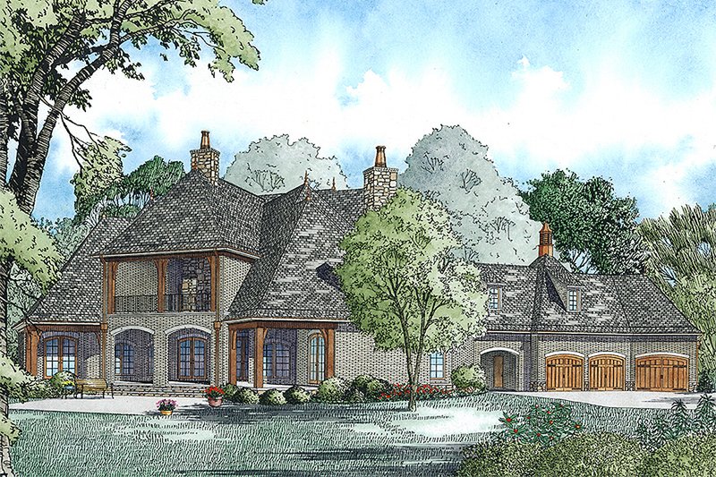 Home Plan - Exterior - Rear Elevation for European House Plan #17-2366 - 6 bed, 6.5 bath