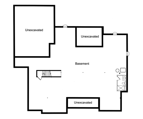 Architectural House Design - Bungalow Floor Plan - Lower Floor Plan #46-479