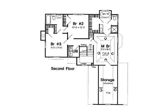 Floor Plan - Upper Floor for Modern House Plan #312-609 - 3 bed, 2.5 bath