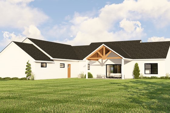 Exterior - Rear Elevation for Farmhouse House Plan #1064-98 - 4 bed, 2.5 bath