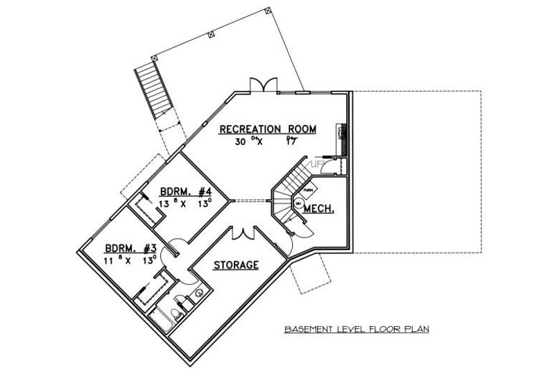 Home Plan - Floor Plan - Lower Floor for Modern House Plan #117-582 - 4 bed, 3 bath