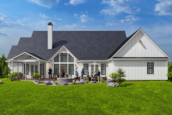 Exterior - Rear Elevation for Farmhouse House Plan #54-587 - 3 bed, 3.5 bath