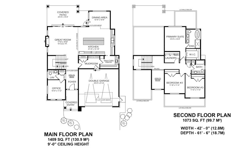 Dream House Plan - Floor Plan - Main Floor for Prairie House Plan #1100-100 - 3 bed, 2.5 bath