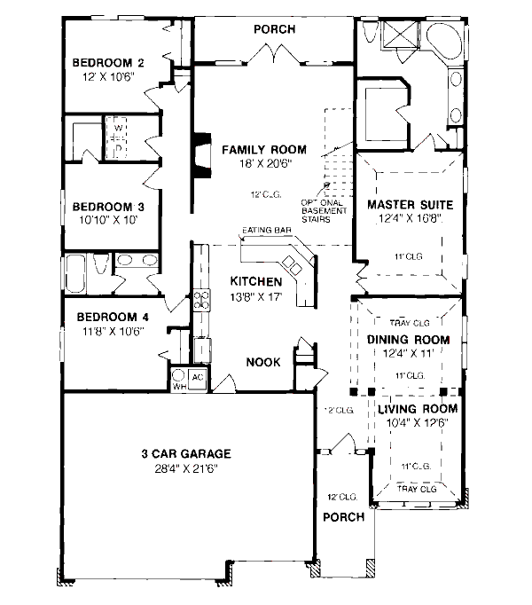 House Blueprint - Traditional Floor Plan - Main Floor Plan #20-170