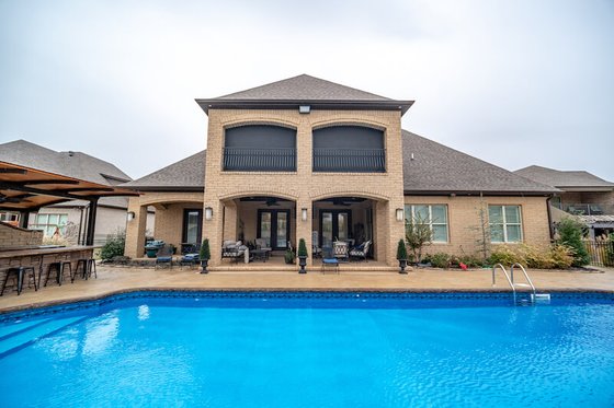 Exterior - Rear Elevation 1 for European House Plan #923-111 - 5 bed, 3.5 bath