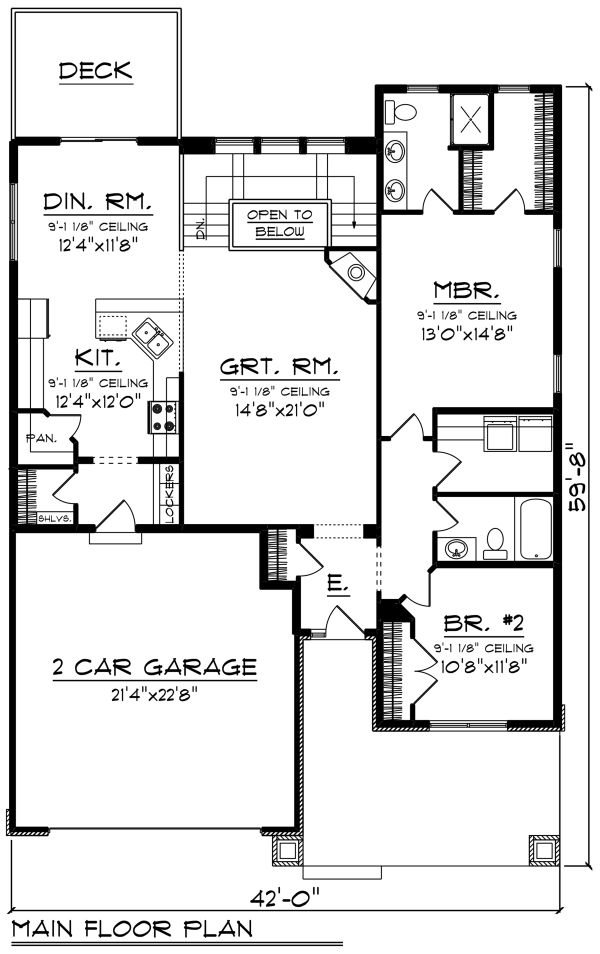 Home Plan - Ranch Floor Plan - Main Floor Plan #70-1264