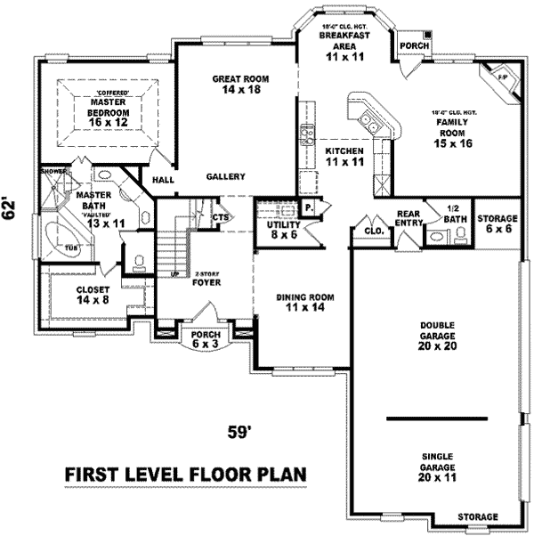 Floor Plan - Main Floor for European House Plan #81-1010 - 3 bed, 2.5 bath