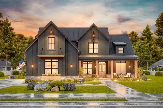 Exterior - Front Elevation 6 for Farmhouse House Plan #119-433 - 3 bed, 3.5 bath